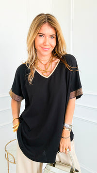 Golden Hour Trim Italian Top- Black
