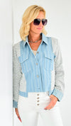 Blue Breeze Patchwork Jacket-160 Jackets-mystree-Coastal Bloom Boutique, find the trendiest versions of the popular styles and looks Located in Indialantic, FL