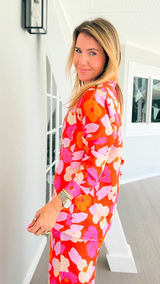 Sunset Spritz Tuscany Linen Italian Button Top