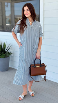Striped Midi Shirt Dress