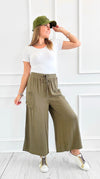 Laid-Back Luxe Wide Leg Cargo Pants - Olive-170 Bottoms-DOE AND RAE-Coastal Bloom Boutique, find the trendiest versions of the popular styles and looks Located in Indialantic, FL