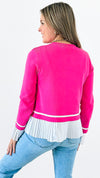 Colorblock Pleated Knit Top-110 Long Sleeve Tops-English Factory-Coastal Bloom Boutique, find the trendiest versions of the popular styles and looks Located in Indialantic, FL