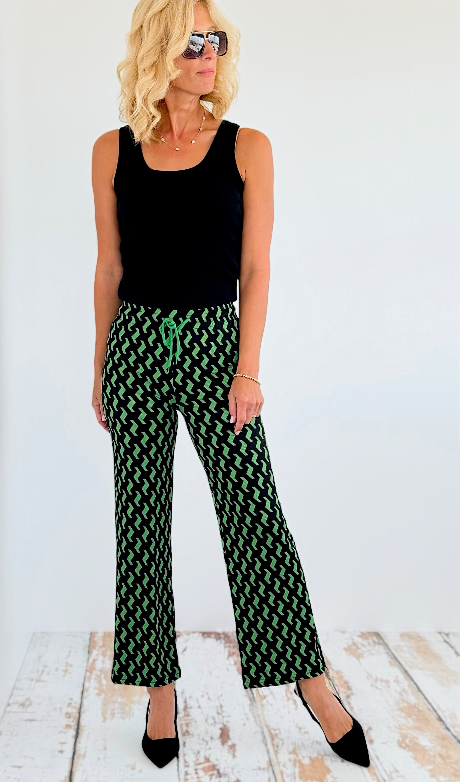 Ribbed Drawstring Printed Pants-170 Bottoms-Love Poem-Coastal Bloom Boutique, find the trendiest versions of the popular styles and looks Located in Indialantic, FL