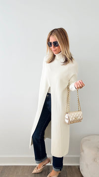 Chic Long Split Italian Sweater - Ivory-150 Cardigans/Layers-Italianissimo/Z Studio-Coastal Bloom Boutique, find the trendiest versions of the popular styles and looks Located in Indialantic, FL