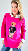 Jerry The Bear Italian Pullover- Fuchsia-140 Sweaters-Italianissimo-Coastal Bloom Boutique, find the trendiest versions of the popular styles and looks Located in Indialantic, FL