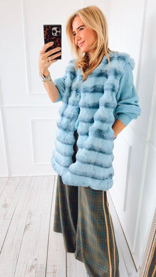 Winter Frost Faux Fur Vest - Blue