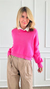 Spring Breeze Crop Sweater - Hot Pink-130 Long Sleeve Tops-NASH GREY-Coastal Bloom Boutique, find the trendiest versions of the popular styles and looks Located in Indialantic, FL