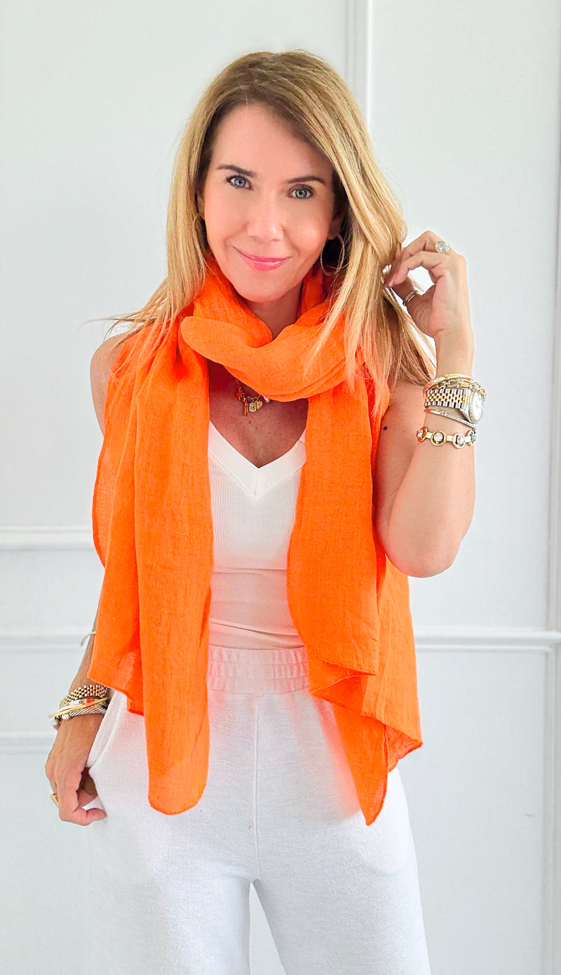 Chic Italian Scarf- Orange-260 Other Accessories-NSP-Coastal Bloom Boutique, find the trendiest versions of the popular styles and looks Located in Indialantic, FL