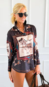 Gallop Glam Italian Blouse-110 Long Sleeve Tops-AZUL MONACO-Coastal Bloom Boutique, find the trendiest versions of the popular styles and looks Located in Indialantic, FL