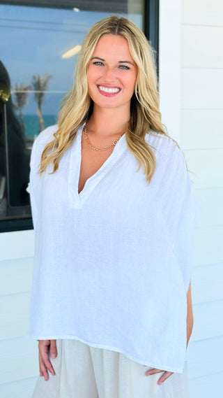 A Moment Linen Italian Top- White