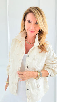 Bloom Embroidered Italian Jacket-160 Jackets-LY PARIS-Coastal Bloom Boutique, find the trendiest versions of the popular styles and looks Located in Indialantic, FL
