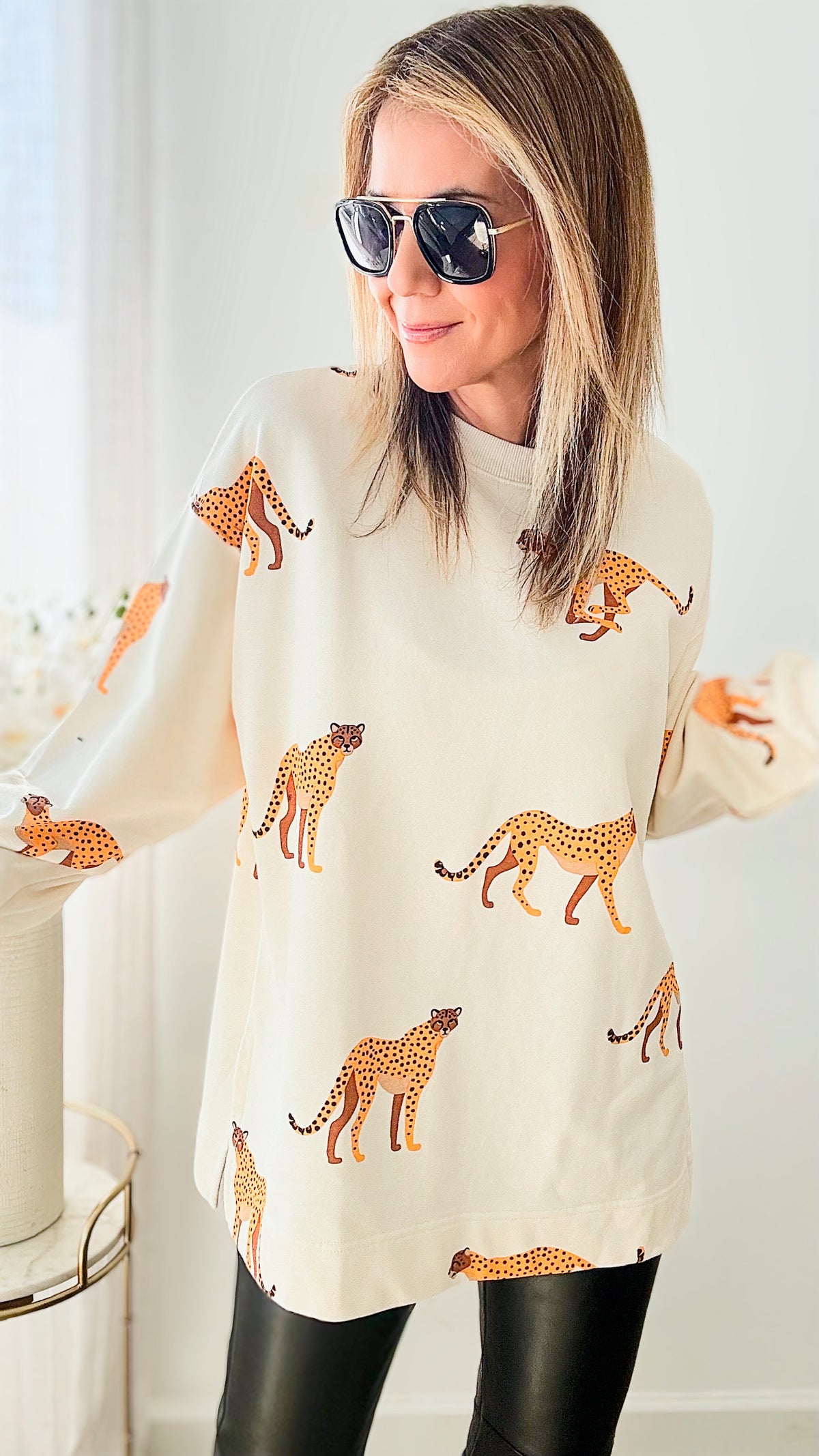 Wild Print Knit Pullover-140 Sweaters-Easel-Coastal Bloom Boutique, find the trendiest versions of the popular styles and looks Located in Indialantic, FL