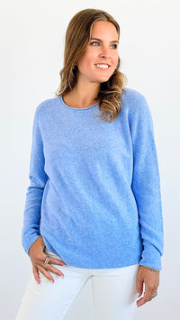 Timeless Comfort Italian Pullover- Periwinkle-130 Long Sleeve Tops-Italianissimo-Coastal Bloom Boutique, find the trendiest versions of the popular styles and looks Located in Indialantic, FL