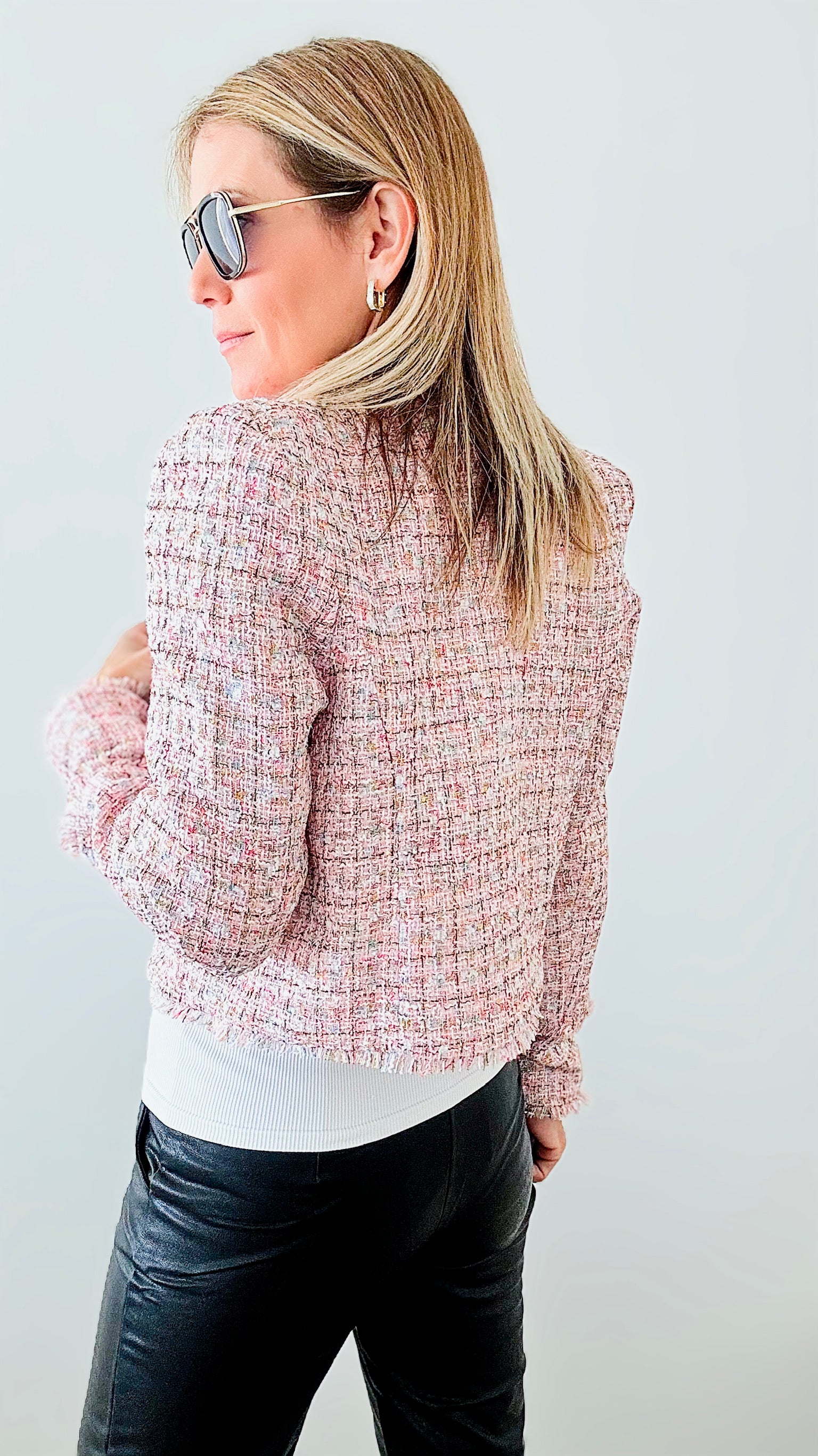 Touch Of Class Tweed Cropped Jacket-160 Jackets-Why Dress-Coastal Bloom Boutique, find the trendiest versions of the popular styles and looks Located in Indialantic, FL