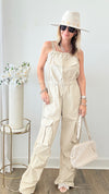 Ground Control Cargo Jumpsuit-200 Dresses/Jumpsuits/Rompers-NO VACANCY-Coastal Bloom Boutique, find the trendiest versions of the popular styles and looks Located in Indialantic, FL