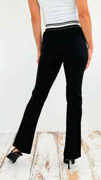 Contrast Band Front Slit Pants-170 Bottoms-Love Poem-Coastal Bloom Boutique, find the trendiest versions of the popular styles and looks Located in Indialantic, FL