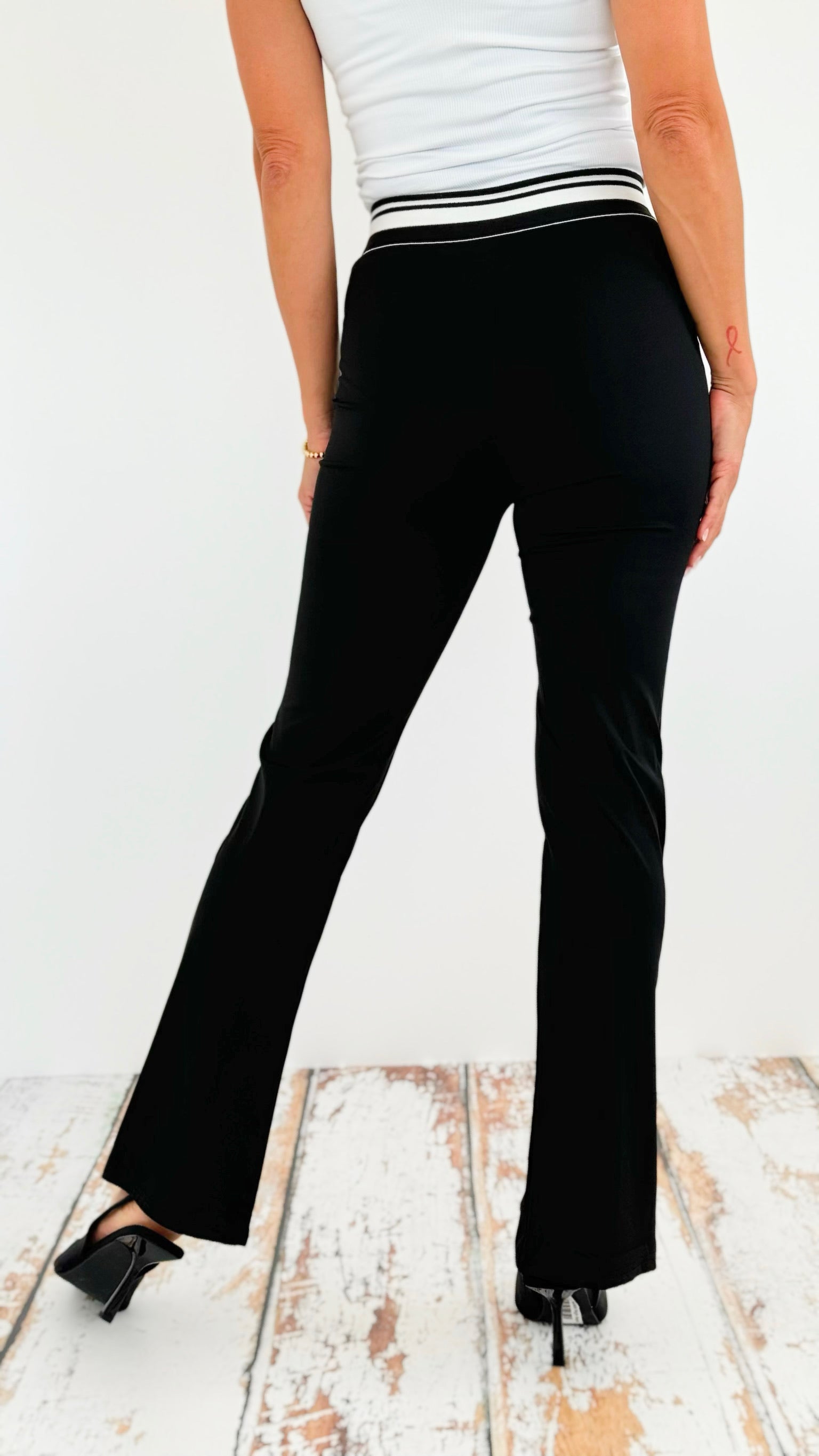 Contrast Band Front Slit Pants-170 Bottoms-Love Poem-Coastal Bloom Boutique, find the trendiest versions of the popular styles and looks Located in Indialantic, FL