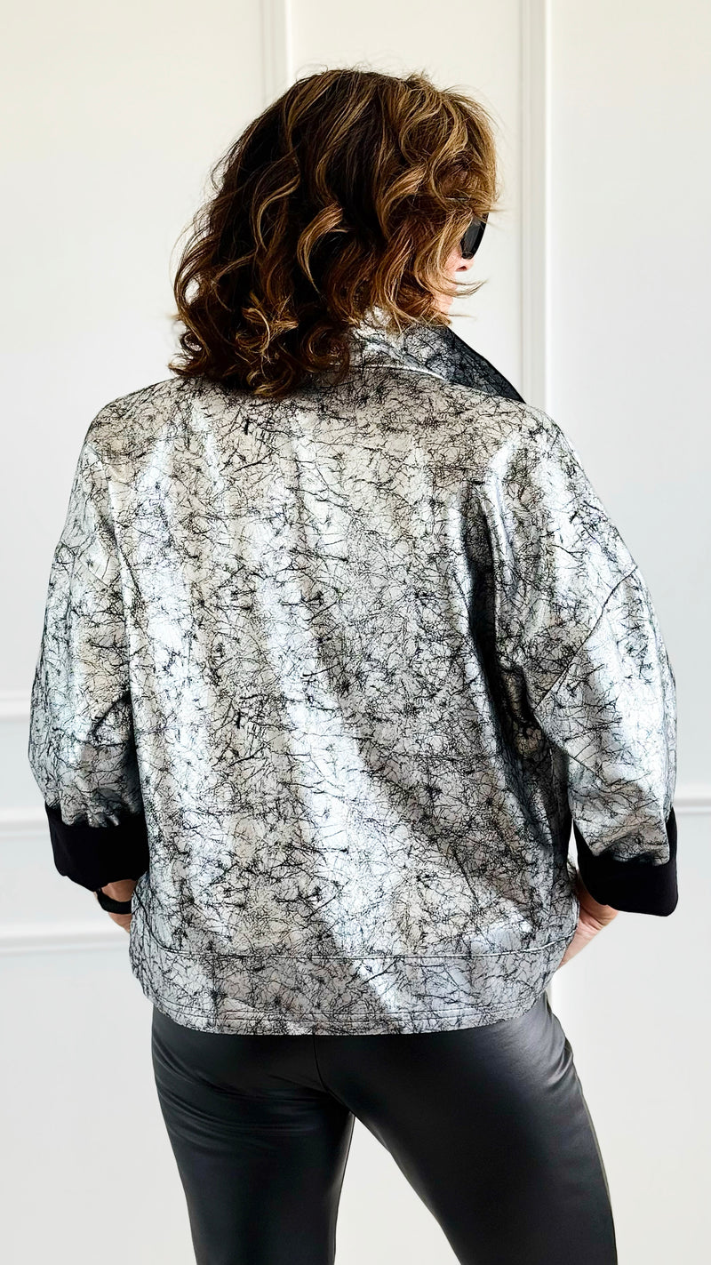 Silver Streak Italian Jacket-160 Jackets-MILAN SLV-Coastal Bloom Boutique, find the trendiest versions of the popular styles and looks Located in Indialantic, FL