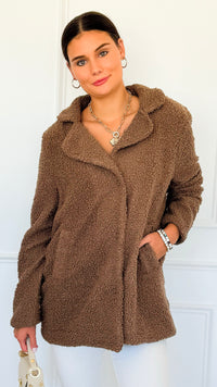 Cozy Up Sherpa Coat - Mocha-160 Jackets-26 International-Coastal Bloom Boutique, find the trendiest versions of the popular styles and looks Located in Indialantic, FL
