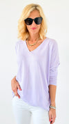 Poppy Relaxed Sweater - Lavender-130 Long Sleeve Tops-miracle-Coastal Bloom Boutique, find the trendiest versions of the popular styles and looks Located in Indialantic, FL