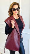 Run the City Vegan Leather Vest - Burgundy-160 Jackets-ROUSSEAU-Coastal Bloom Boutique, find the trendiest versions of the popular styles and looks Located in Indialantic, FL