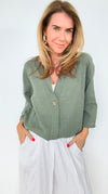 Serene Steps Italian Button Up Top- Olive-170 Bottoms-Italianissimo-Coastal Bloom Boutique, find the trendiest versions of the popular styles and looks Located in Indialantic, FL