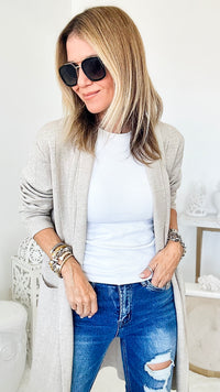 Brentwood Italian Cardigan - Heather Beige-150 Cardigans/Layers-Germany-Coastal Bloom Boutique, find the trendiest versions of the popular styles and looks Located in Indialantic, FL