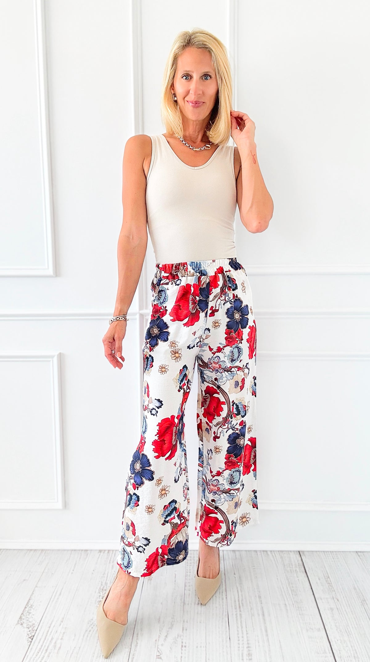 Garden Grove Italian Pant- Red-100 Pants-Italianissimo-Coastal Bloom Boutique, find the trendiest versions of the popular styles and looks Located in Indialantic, FL