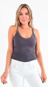 Isla Ribbed Cami - Ash Grey-220 Intimates-Zenana-Coastal Bloom Boutique, find the trendiest versions of the popular styles and looks Located in Indialantic, FL
