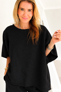 Eileen Relaxed Everyday Lounge Top - Black