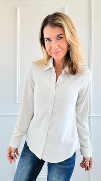 Soft Touch Button Blouse Top - Oyster-130 Long sleeve top-Must Have-Coastal Bloom Boutique, find the trendiest versions of the popular styles and looks Located in Indialantic, FL