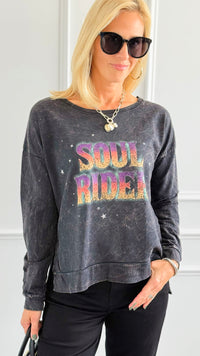 Soul Rider Star Sweatshirt-110 Long Sleeve Tops-ROUSSEAU-Coastal Bloom Boutique, find the trendiest versions of the popular styles and looks Located in Indialantic, FL