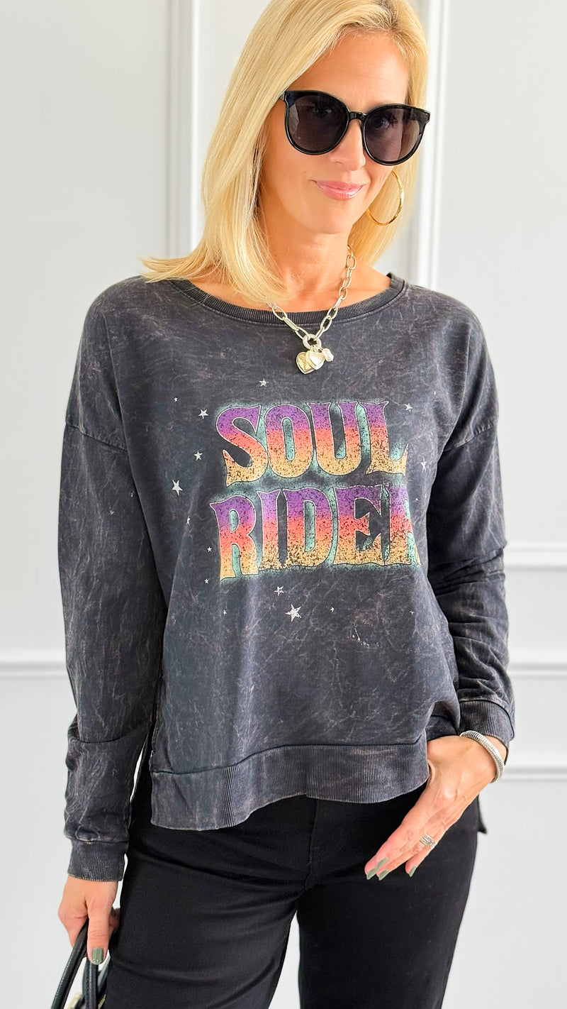 Soul Rider Star Sweatshirt-110 Long Sleeve Tops-ROUSSEAU-Coastal Bloom Boutique, find the trendiest versions of the popular styles and looks Located in Indialantic, FL