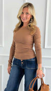 Modern Muse Top - Mocha-130 Long Sleeve Tops-Rosio-Coastal Bloom Boutique, find the trendiest versions of the popular styles and looks Located in Indialantic, FL