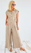 Textured Top and Wide Leg Pants Set-210 Loungewear/Sets-listicle-Coastal Bloom Boutique, find the trendiest versions of the popular styles and looks Located in Indialantic, FL