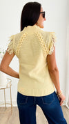 Cable Knit Fringe Sweater Vest - Lemonade-140 Sweaters-&MERCI-Coastal Bloom Boutique, find the trendiest versions of the popular styles and looks Located in Indialantic, FL