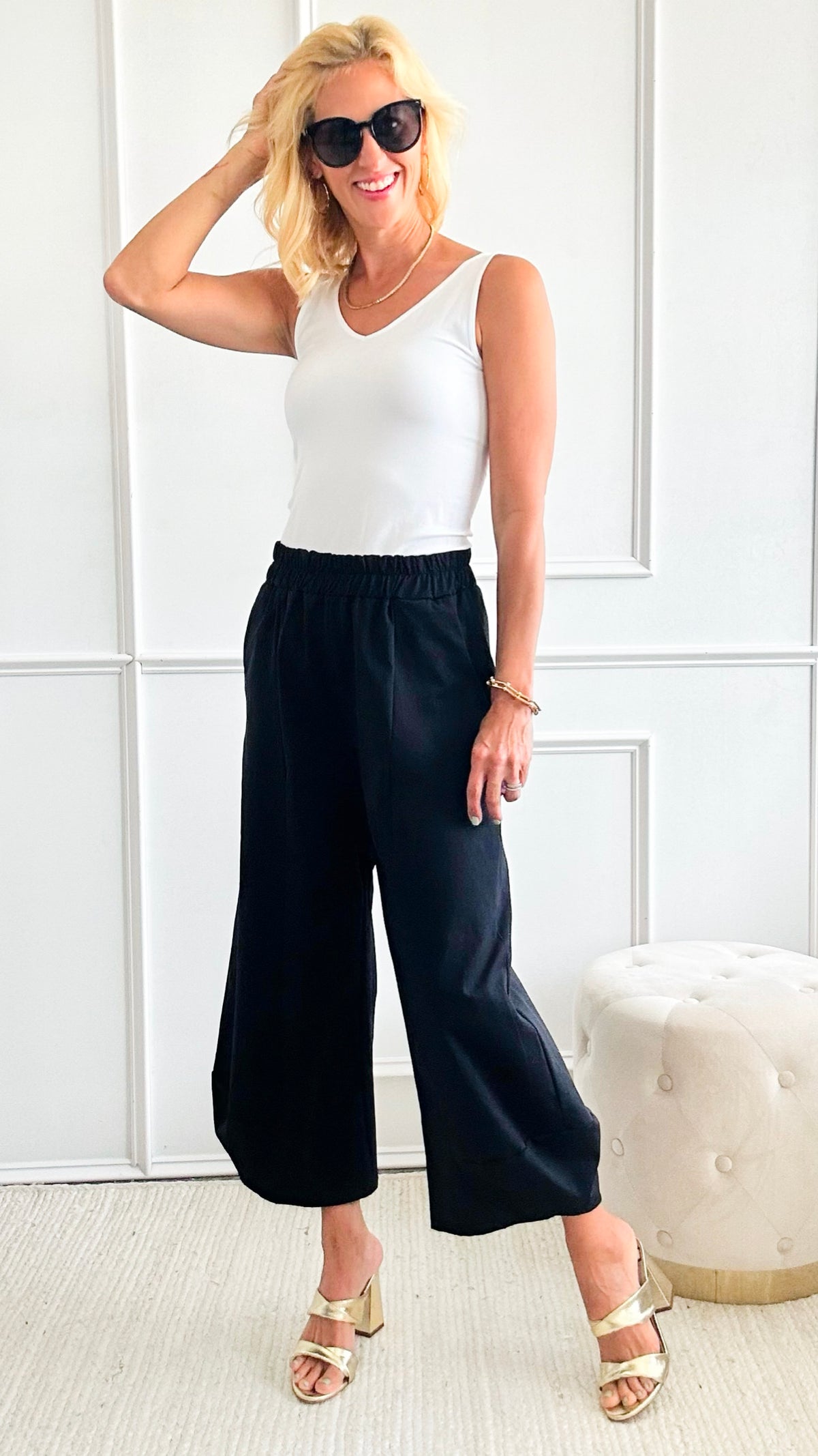 PRE ORDER - La Spezia Scuba Italian Pants - Black-pants-Germany-Coastal Bloom Boutique, find the trendiest versions of the popular styles and looks Located in Indialantic, FL