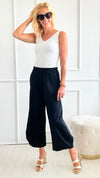 La Spezia Scuba Italian Pants - Black-pants-Italianissimo-Coastal Bloom Boutique, find the trendiest versions of the popular styles and looks Located in Indialantic, FL