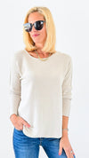 Soho Italian Boatneck Pullover - Ecru-140 Sweaters-Italianissimo-Coastal Bloom Boutique, find the trendiest versions of the popular styles and looks Located in Indialantic, FL