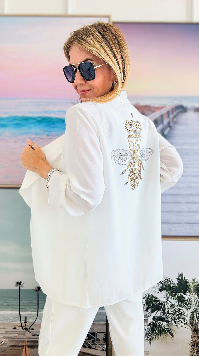Custom CB Queen Bee Flyaway Blazer-160 Jackets-Michel / Holly-Coastal Bloom Boutique, find the trendiest versions of the popular styles and looks Located in Indialantic, FL
