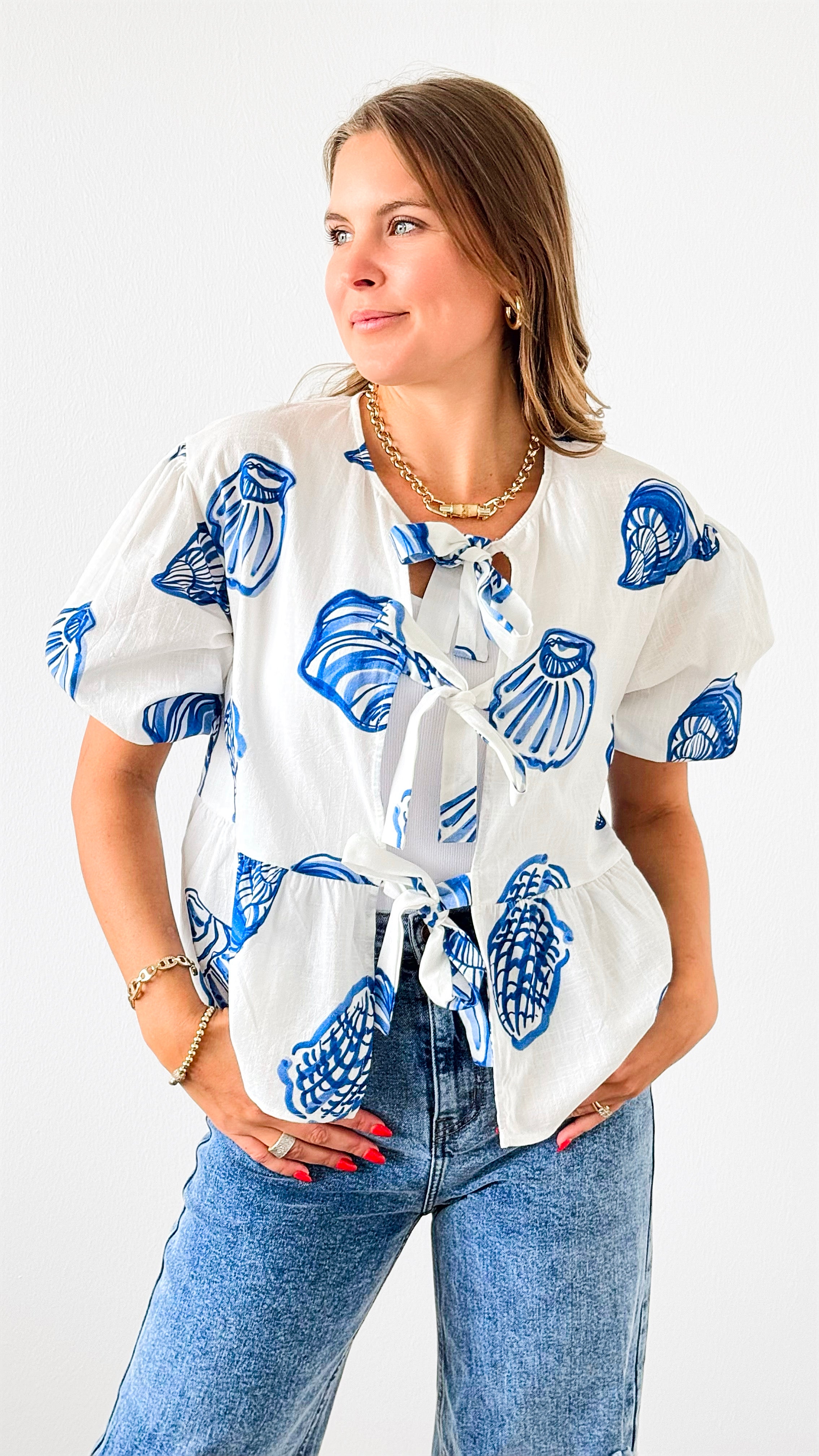 Seashell Elegance Tie Peplum Top-150 Cardigans/Layers-Bailey Rose-Coastal Bloom Boutique, find the trendiest versions of the popular styles and looks Located in Indialantic, FL