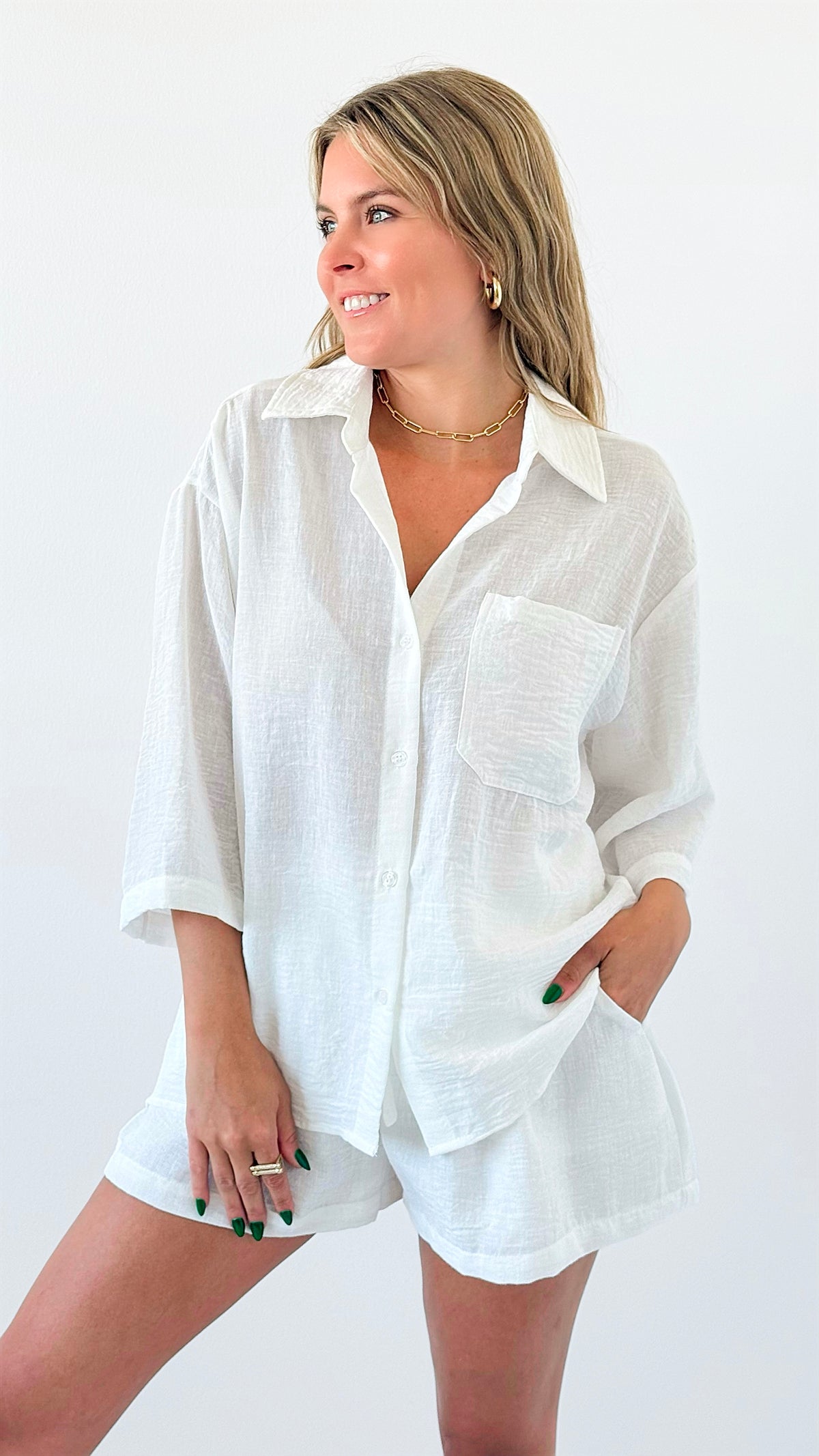 Sunday Stroll Relaxed Set - White-210 Loungewear/Sets-HYFVE-Coastal Bloom Boutique, find the trendiest versions of the popular styles and looks Located in Indialantic, FL