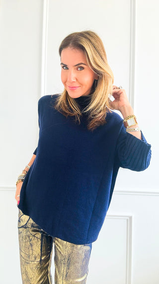 Break Free Italian Sweater Top - Navy-140 Sweaters-Italianissimo-Coastal Bloom Boutique, find the trendiest versions of the popular styles and looks Located in Indialantic, FL