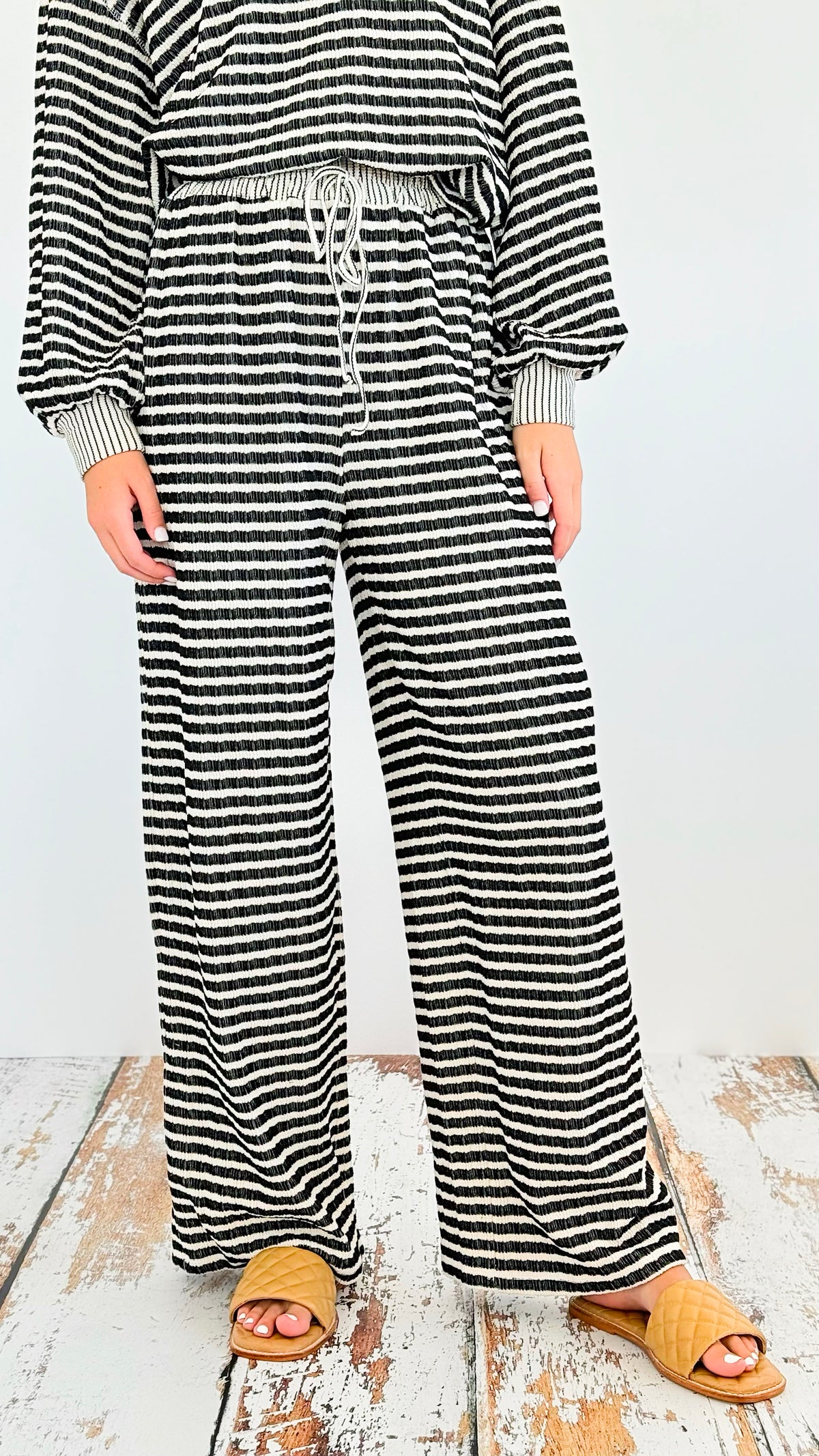 Knitted Striped Pants - Black-170 Bottoms-Fantastic Fawn-Coastal Bloom Boutique, find the trendiest versions of the popular styles and looks Located in Indialantic, FL