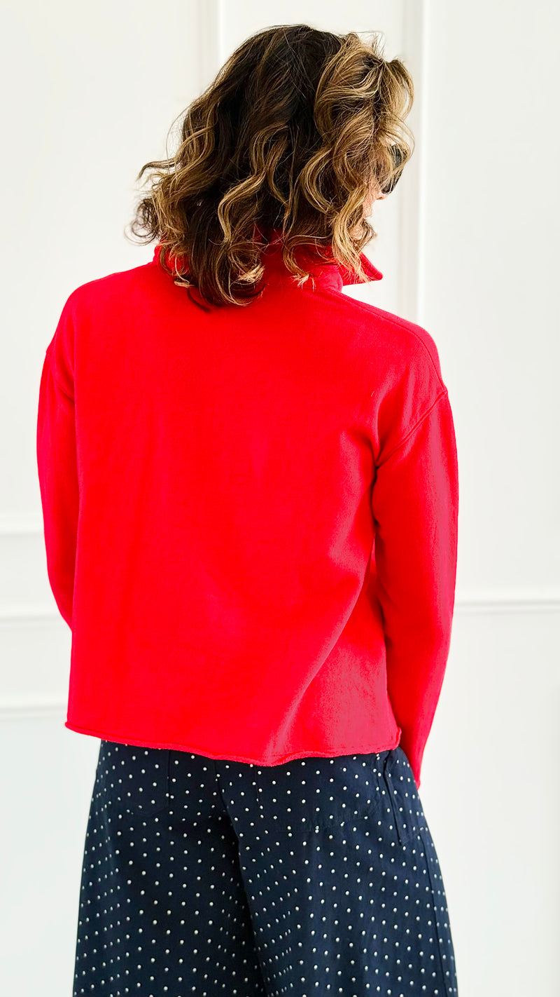 Eileen Cozy Lounge Collar Pullover Top - Cherry-110 Long Sleeve Tops-MONO B-Coastal Bloom Boutique, find the trendiest versions of the popular styles and looks Located in Indialantic, FL