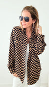 Button Down Checkered Shacket-160 Jackets-VERY J-Coastal Bloom Boutique, find the trendiest versions of the popular styles and looks Located in Indialantic, FL