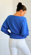 Sunday Muse Dolman Knit Sweater - Cobalt Blue-140 Sweaters-she + sky-Coastal Bloom Boutique, find the trendiest versions of the popular styles and looks Located in Indialantic, FL