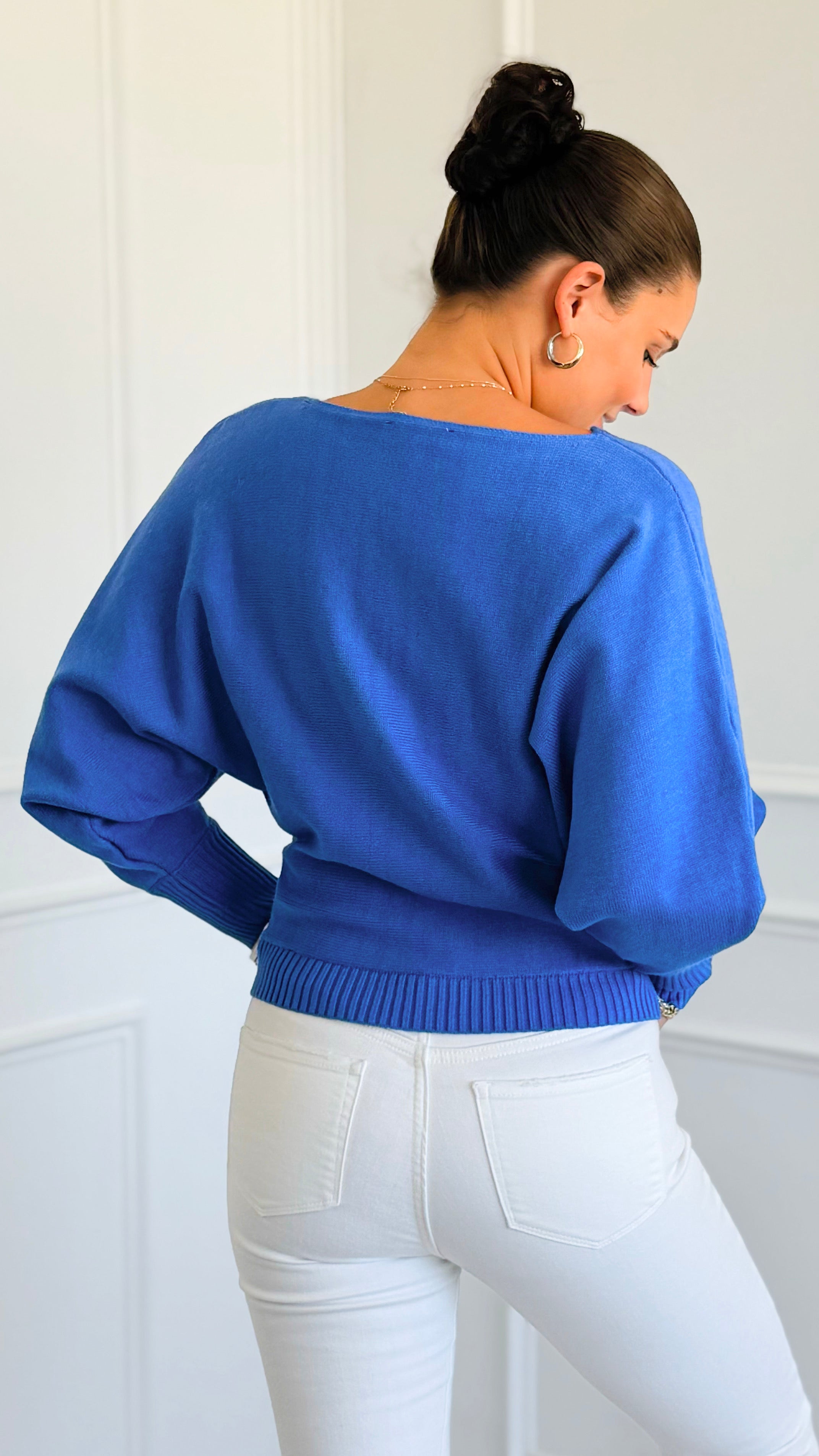 Sunday Muse Dolman Knit Sweater - Cobalt Blue-140 Sweaters-she + sky-Coastal Bloom Boutique, find the trendiest versions of the popular styles and looks Located in Indialantic, FL