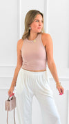 Contrast tank top- Blush-100 Sleeveless Tops-Style Melody-Coastal Bloom Boutique, find the trendiest versions of the popular styles and looks Located in Indialantic, FL