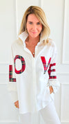 Tartan Love Italian Blouse-110 Long Sleeve Tops-TATTOO Z-Coastal Bloom Boutique, find the trendiest versions of the popular styles and looks Located in Indialantic, FL